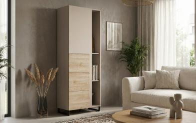 Tall cabinet Araya A, cashmere + honey Castello oak  1